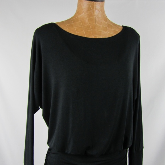 Boston Proper Black Dolman Ruched Top XS Stretch - Picture 3 of 8